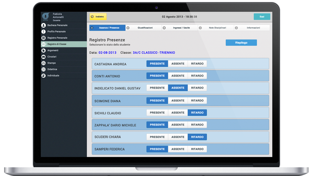 registro digitale su tablet